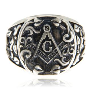 Ghiul Argint 925 Echer si Compas Masonic - Simbol al Fraternitatii