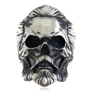 Ghiul Barbatesc Argint 925 Oxidat Bearded Slick Back Skull - Masculinitate si Stil