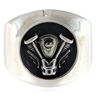 Ghiul Masiv Argint 925 Oxidat Motor Harley Davidson - Twin Cam Engine
