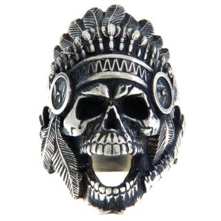 Ghiul Masiv Argint 925 Oxidat Tomahawk Skull Native American - Spirit Razboinic