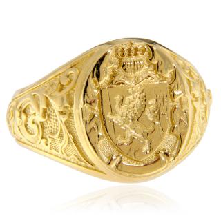 Ghiul Masiv Aur 14 k Sigiliu Royal Lion Signet Ring - Simbol al Puterii