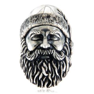 Ghiul Masiv Barbatesc Argint 925 Lucios Oxidat Mos Craciun - Santa Claus