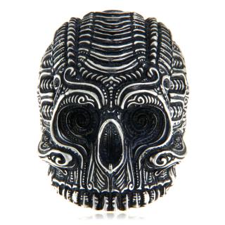 Ghiul Masiv Barbatesc Argint 925 Oxidat Aztec Skull - Forta si Mister