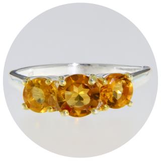 Inel Argint 925 Accente Aurite Citrin Natural - Rafinament si Stralucire