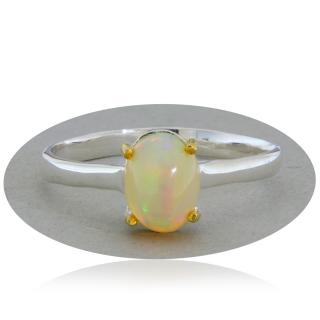 Inel Argint 925 Accente aurite Opal Natural - Eleganta si Magie
