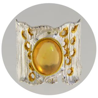 Inel Argint 925 Accente aurite Opal Natural - Eleganta si Stralucire