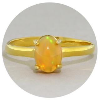 Inel Argint 925 Aurit Opal Natural - Magie si Rafinament