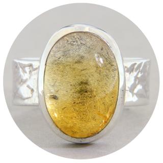 Inel Argint 925 Citrin Cabochon Natural - Elegant si Vibrant