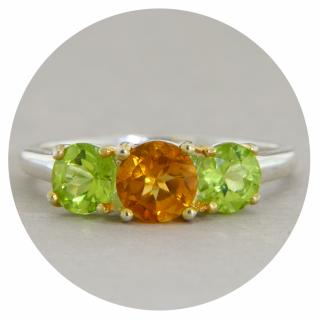 Inel Argint 925 Citrin Peridot Naturale - Energie si Armonie