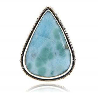 Inel Argint 925  Larimar natural - Eleganta Clasica