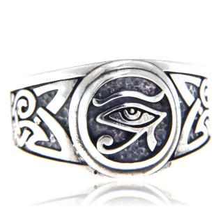 Inel Argint 925 Masiv Barbatesc Horus Eye Illuminati - Putere Protectoare si Mister