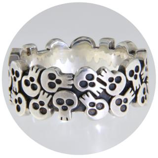 Inel Argint 925 Oxidat Dancing Skulls - Party Spirit