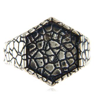 Inel Argint 925 Oxidat Textura Piatra - Design brut si masculin