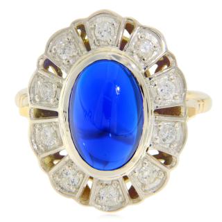 Inel Aur 14 k Galben Argint 925 Safir Laborator Diamante Naturale - Distinct si Stralucitor