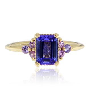 Inel Aur 14 k Tanzanit Safire Naturale - Frumusete Exclusiva