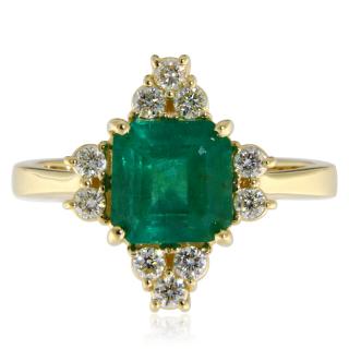 Inel Aur Galben 14 k Smarald Natural de Zambia Diamante Naturale - Frumusete Pura