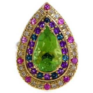 Inel Aur Galben 14k Turmalina Diamante Safire Roz Topaz London Blue Ametist Naturale - Unic si Spectaculos