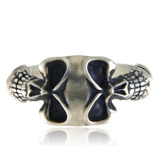 Inel Barbatesc Argint 925 Oxidat Twin Skulls - Forta si Atitudine
