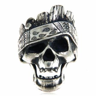 Inel Masiv Barbatesc Argint 925 Oxidat Hippie Rebel Biker Skull - Simbolul Libertatii