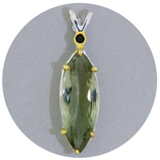 Pandant Argint 925 Accente aurii Ametist Verde Natural - Rafinament si Naturalete
