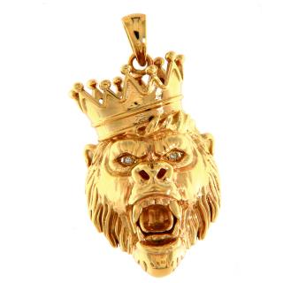 Pandant Aur 14k Cubic Zirconia Gorilla King - Putere si Autoritate Regala