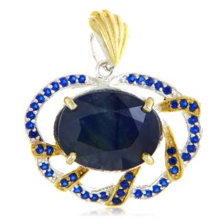 Pandantiv Argint 925 Accente Aurite Safir Natural Cubic Zirconia - Stralucire si Distinctie