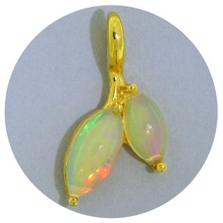 Pandantiv Argint 925 Aurit Opal Etiopian Natural - Stralucire si Intuitie