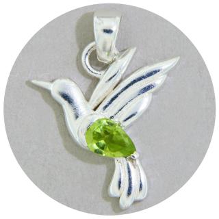 Pandantiv Argint 925 Colibri Peridot Natural - Eleganta si Revitalizare