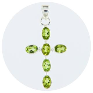 Pandantiv Argint 925 Cruce Peridot Natural - Rafinament si Prospetime