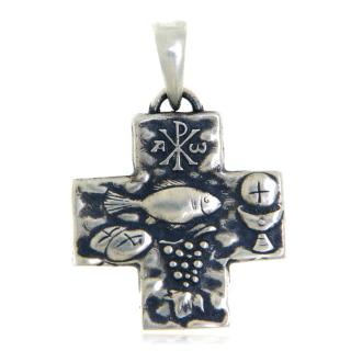 Pandantiv Argint 925 Iisus Hristos - Primul si Ultimul - Inmultirea painilor si a pestilor