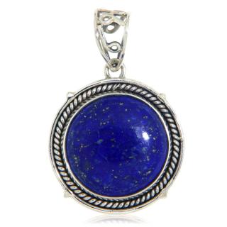 Pandantiv Argint 925 Lapis Lazuli Natural Rotund - Rafinament si Intelepciune