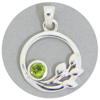 Pandantiv Argint 925 Ramura cu frunze Peridot Natural - Luminozitate si Regenerare