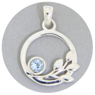 Pandantiv Argint 925 Ramura cu frunze Topaz Natural - Eleganta si Claritate