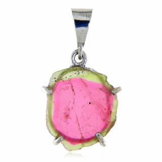 Pandantiv Argint 925 Turmalina Watermelon Pepene Verde Naturala - Eleganta si Energie Pozitiva