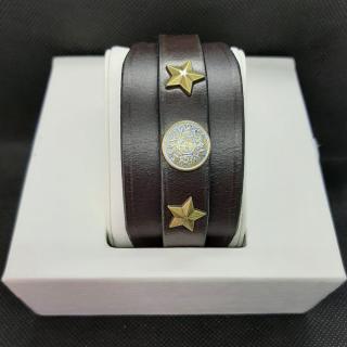 Bratara piele naturala Maro - Stars  Circle Gold