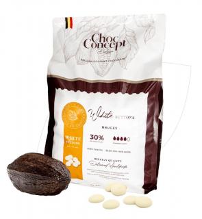 Ciocolata Belgiana Alba banuti FARA ZAHAR 30% - 5 KG