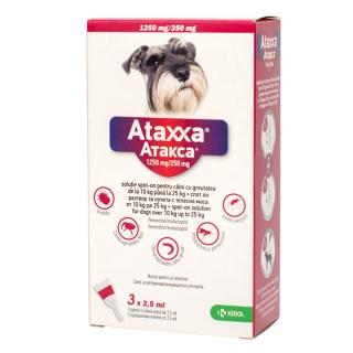 ATAXXA 1500 mg-250 mg(10-25 kg) ,   Cutie cu 3 Pipete Spot-On