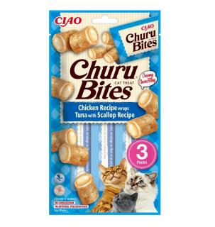 Churu Bites Recompense pentru Pisici cu Pui, Ton si Scoici fara cereale - 3 x 10 g