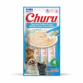 Churu Creamy Piure Recompense pentru Pisici cu Ton si Scoici- 4 x 14 g