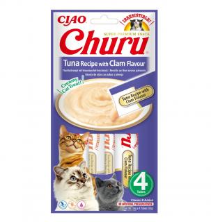 Churu Creamy Piure Recompense pentru Pisici cu Ton si Scoici Vongole - 4 x 14 g