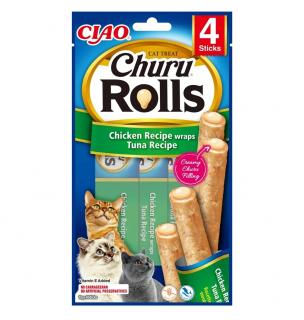 Churu Rolls Recompense pentru Pisici cu Pui si Ton, fara cereale - 8 x 12 g