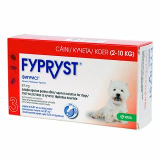 Fypryst Dog S 67 mg (2-10kg) - cutie 3 pipete