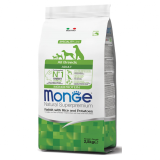 Monge Natural All Breeds Adult cu iepure orez cartofi - 2.5 kg