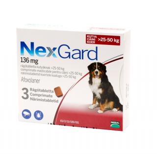 Nexgard Dog XL (25-50 kg) 136 mg - 3 comprimate