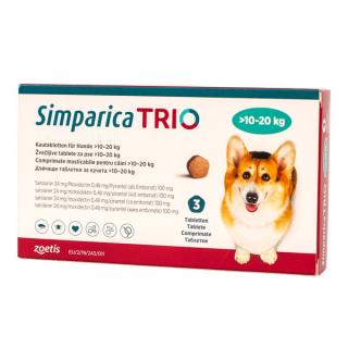 Simparica Trio (10-20 kg) - 3 comprimate masticabile