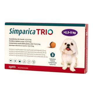 Simparica Trio (2.5-5 kg) - 3 comprimate masticabile