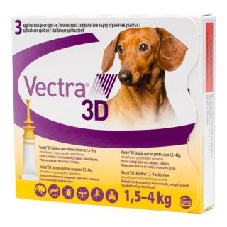 Vectra 3D Dog 1.5-4 kg spot-on - cutie cu 3 pipete