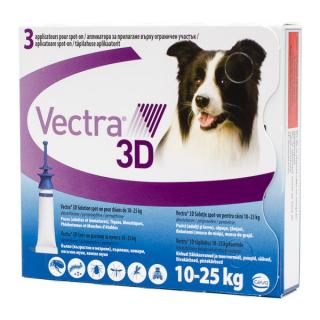 Vectra 3D Dog 10-25 kg spot-on - cutie cu 3 pipete