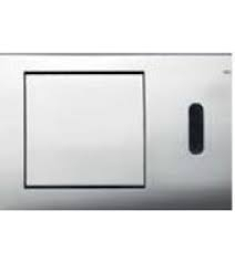 Clapeta electronica pentru sisteme tip wc cu senzor infrarosu si alimentare la baterie de 6v crom lucios