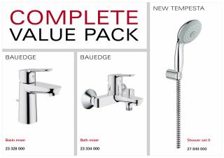 Set baterii Grohe BauEdge cada cu porter 11292501